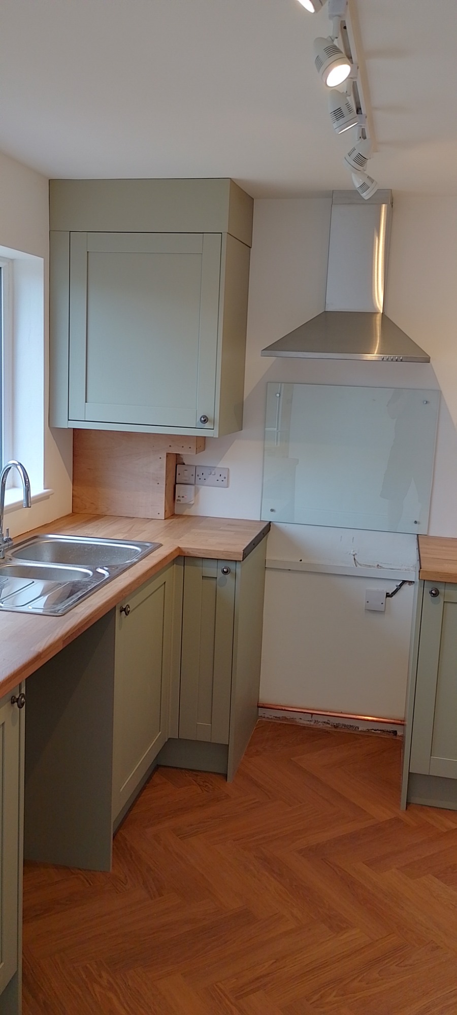 Gas combi boiler was installed and enclosed in a wall cupboard. Gas combi boiler was installed and enclosed in a wall cupboard.